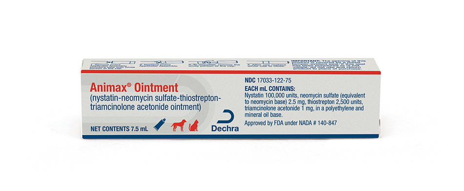 Animax Ointment (nystatin, neomycin sulfate, thiostrepton, triamcinolone acetonide ointment)